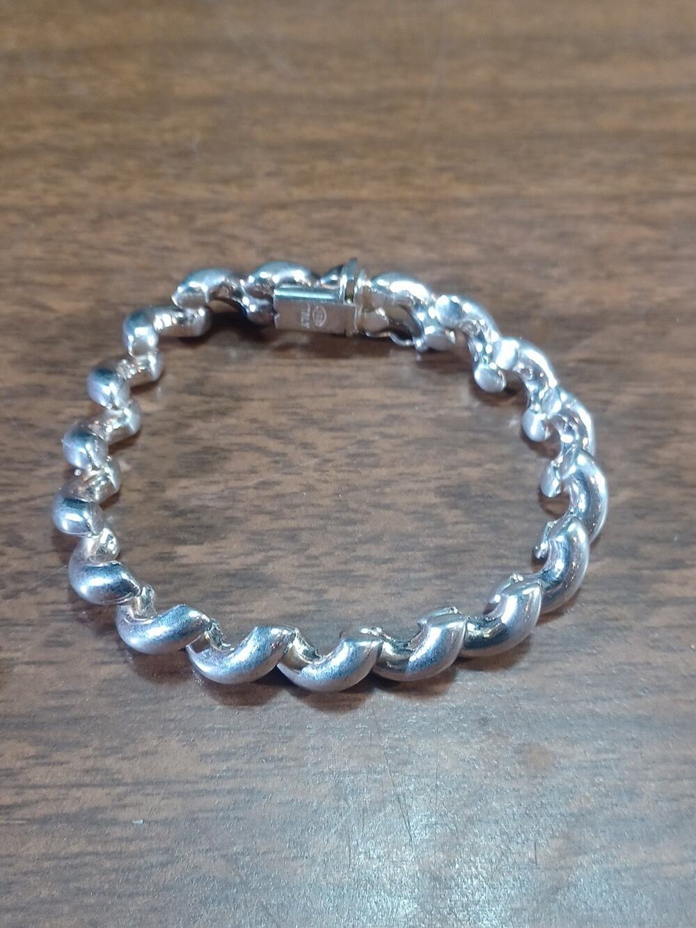 Vintage Italian Sterling Silver Chain Style Bracelet - 7.5" Long / 18 Grams 925